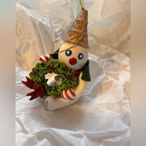 2025 Mr.Bingle Snowman Ornament with Green Wreath